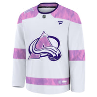 Colorado Avalanche Fanatics White 2024 Hockey Fights Cancer Practice Jersey