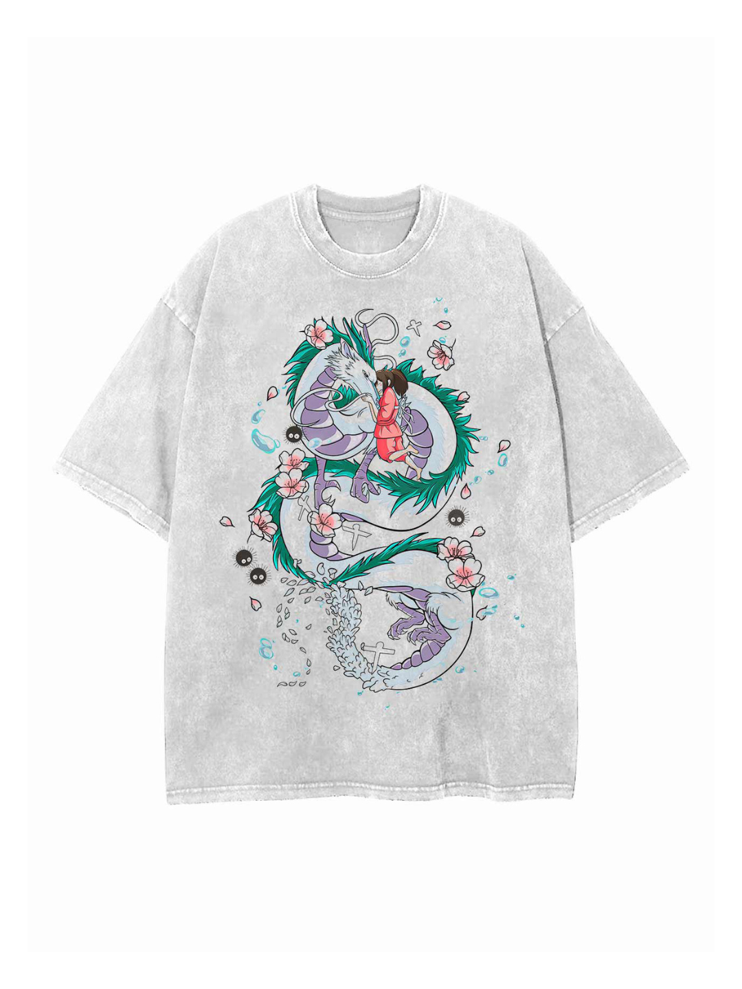 White t-shirt with Haku and Chihiro Spirited Away Haku & Chihiro graphic – photo 1