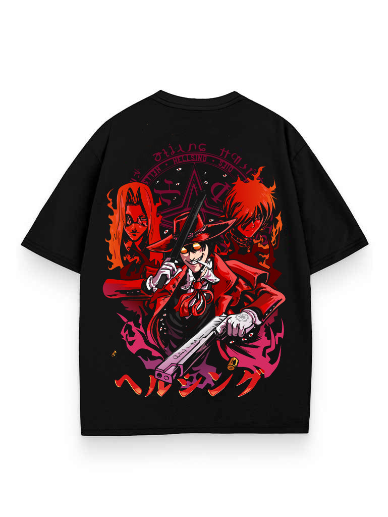 Black t-shirt with Alucard Hellsing 2-Sided Hellsing Agency graphic – photo 1