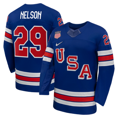 US Hockey Brock Nelson Nike Royal 2026 Home Replica Jersey