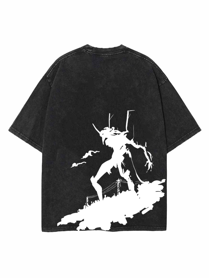 Washed black t-shirt with Evangelion Unit-01 Neon Genesis Evangelion Bio-Machine 001 graphic – photo 1