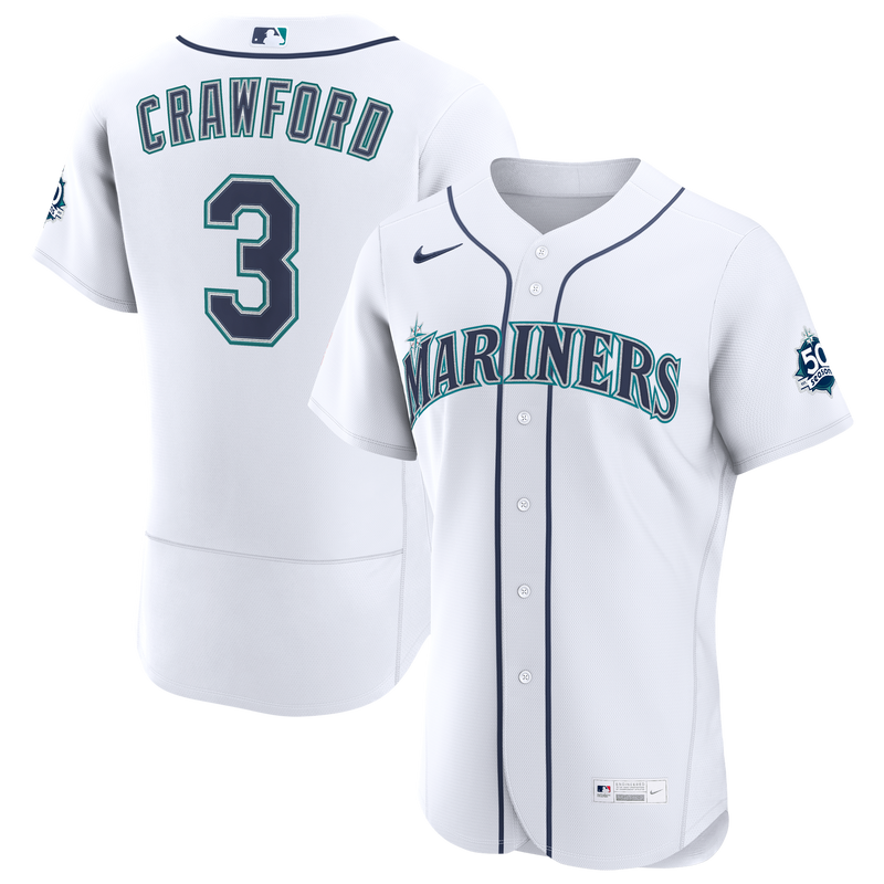 Seattle Mariners J.P. Crawford Nike White Home 50th Season Authentic Jersey