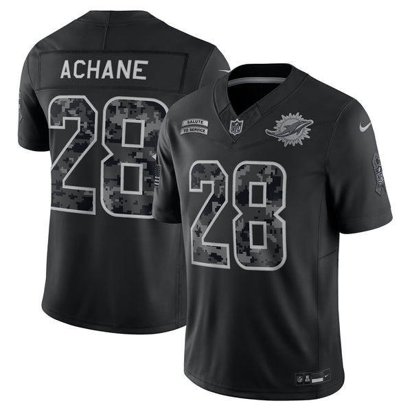 Miami Dolphins De’Von Achane Nike Black 2026 Salute to Service Printed Limited Jersey