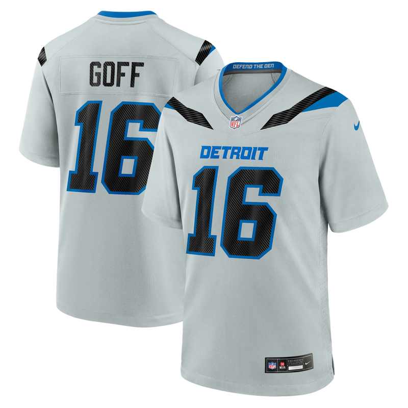 Detroit Lions Jared Goff Nike Silver 2026 Rivalries Collection Game Jersey