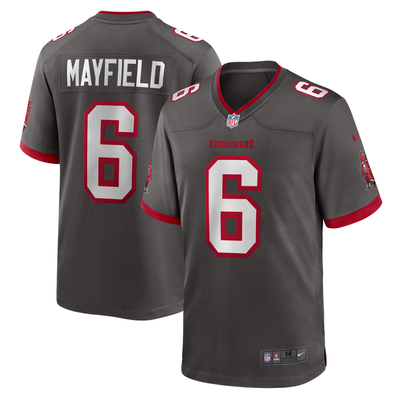 Tampa Bay Buccaneers Baker Mayfield Nike Pewter Alternate Game Player Jersey