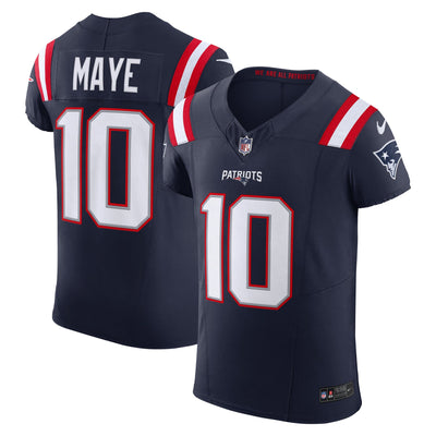 New England Patriots Drake Maye Nike Navy Team Vapor F.U.S.E. Elite Jersey