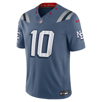 New England Patriots Drake Maye Nike Blue Rivalries Collection Printed Limited Jersey