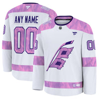 Carolina Hurricanes Fanatics White 2024 Hockey Fights Cancer Custom Practice Jersey