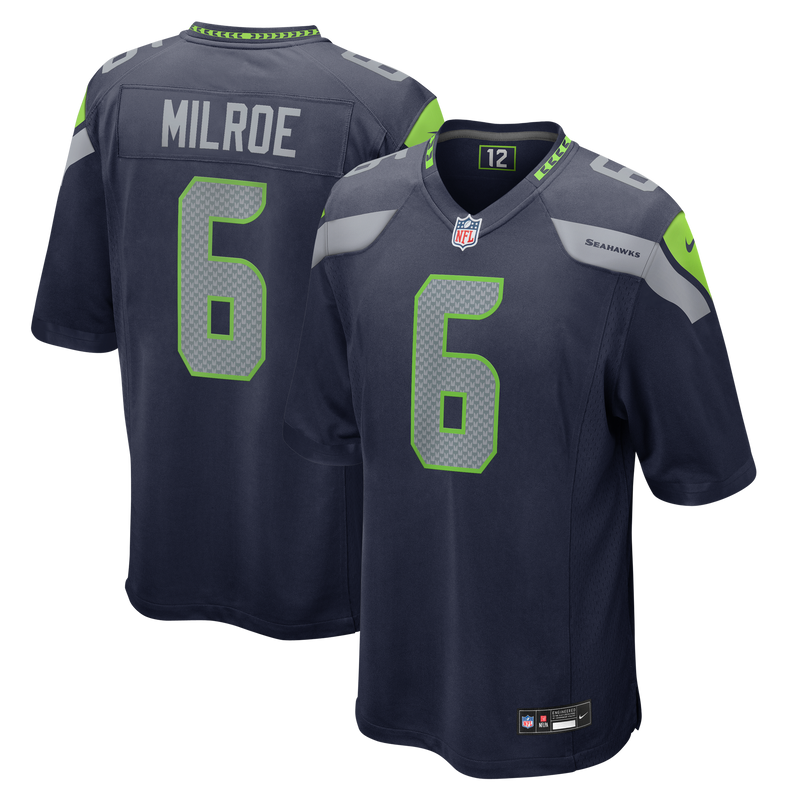 Seattle Seahawks Jalen Milroe Nike College Navy Team Game Jersey
