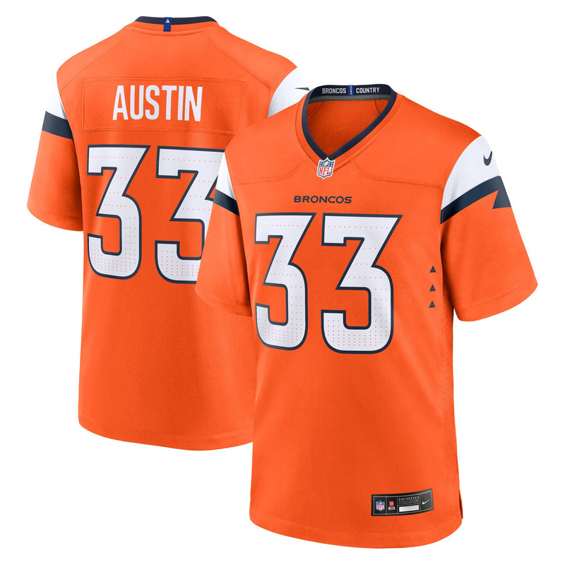 Denver Broncos Brent Austin Nike Orange Team Game Jersey