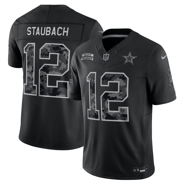 Dallas Cowboys Roger Staubach Nike Black 2026 Salute to Service Retired Player Printed Limited Jersey