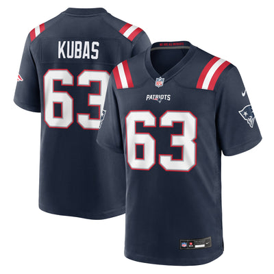 New England Patriots Jake Kubas Nike Navy Team Game Jersey