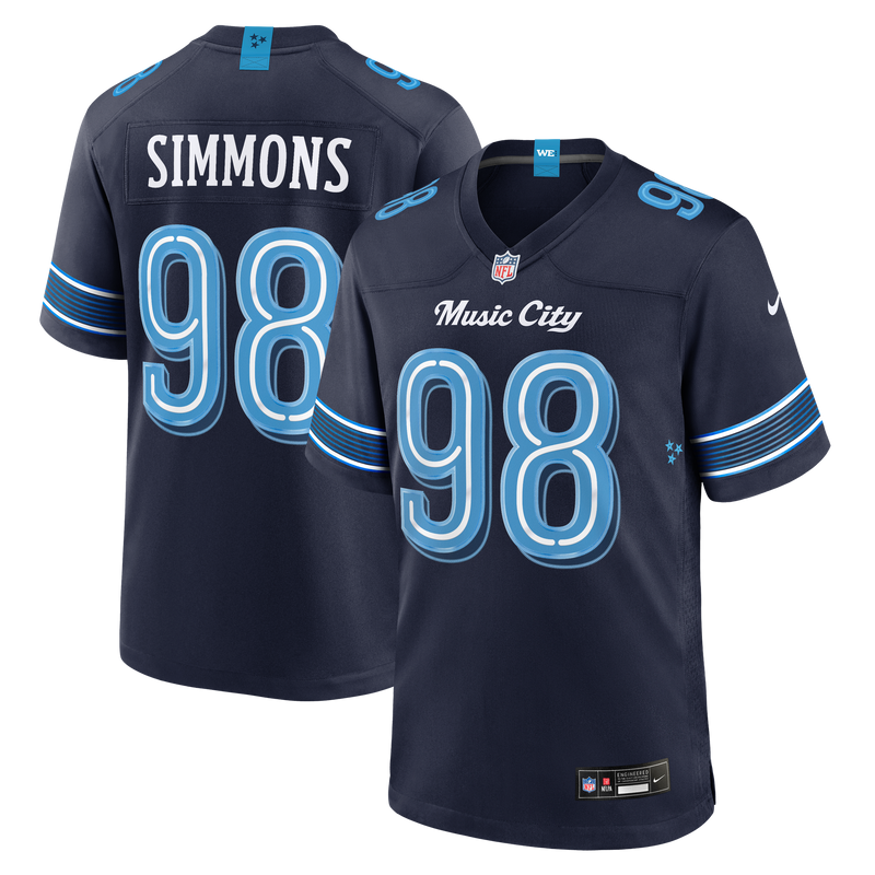 Tennessee Titans Jeffery Simmons Nike Navy 2026 Rivalries Collection Game Jersey