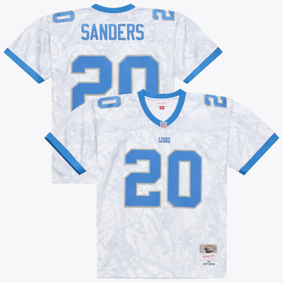 Detroit Lions Barry Sanders Mitchell & Ness White 1996 Ghosted Retired Player Jersey