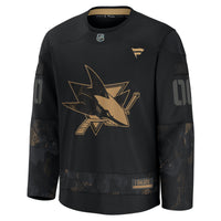 San Jose Sharks Fanatics Black 2024 Military Appreciation Custom Practice Jersey