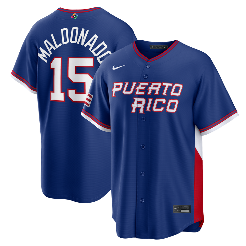 Puerto Rico Baseball Martín Maldonado Nike Royal 2026 World Baseball Classic Road Stadium Jersey