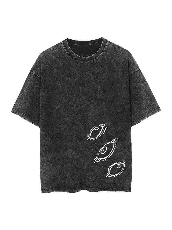 Washed black t-shirt with Gojo Satoru Jujutsu Kaisen The Honored One graphic – photo 2