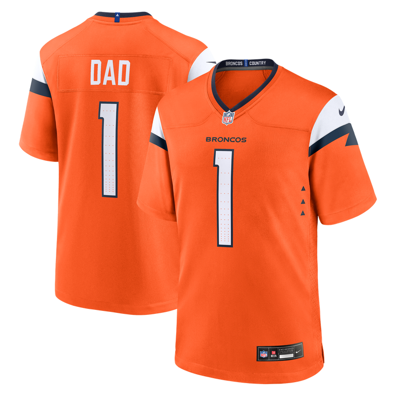 Denver Broncos Nike Orange #1 Dad Game Jersey