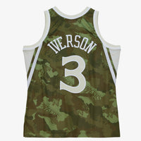 Philadelphia 76ers Mitchell & Ness Allen Iverson 1996 Ghost Camo Swingman Jersey - Green