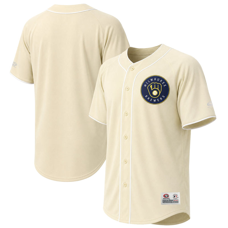 Milwaukee Brewers Stitches Cream Fashion Jersey