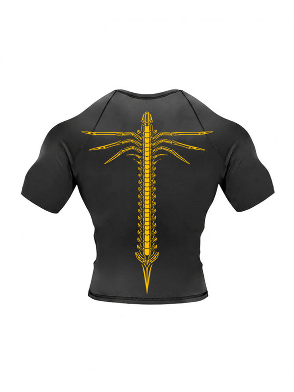 Black shorts with Mechanical Spine Neural Overclock Compression Short Sleeve graphic – photo 1