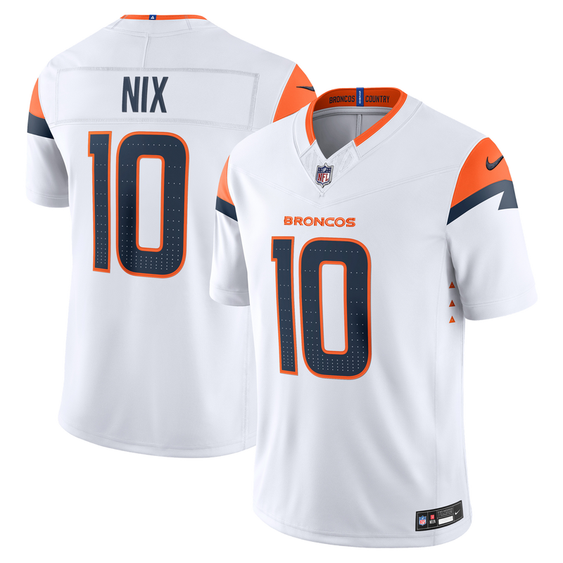 Denver Broncos Bo Nix Nike White Vapor F.U.S.E. Printed Limited Jersey