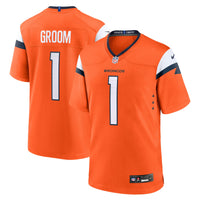 Denver Broncos Number 1 Groom Nike Orange Game Jersey