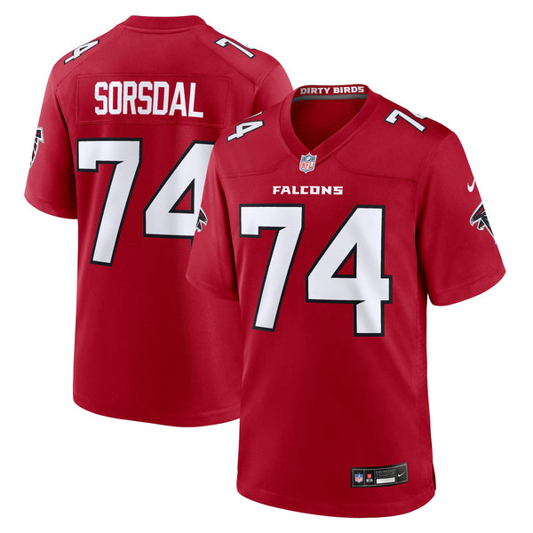 Atlanta Falcons Colby Sorsdal Nike Red Team Game Jersey