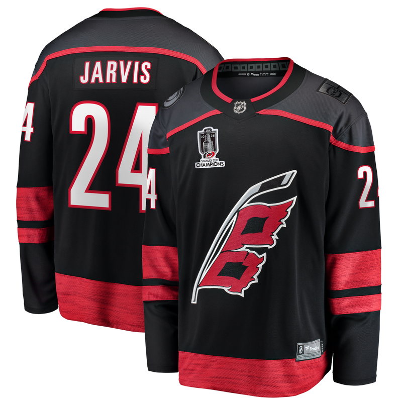 Carolina Hurricanes Seth Jarvis Fanatics Black 2026 Stanley Cup Champions Home Breakaway Jersey