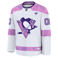 Pittsburgh Penguins Fanatics White 2024 Hockey Fights Cancer Custom Practice Jersey