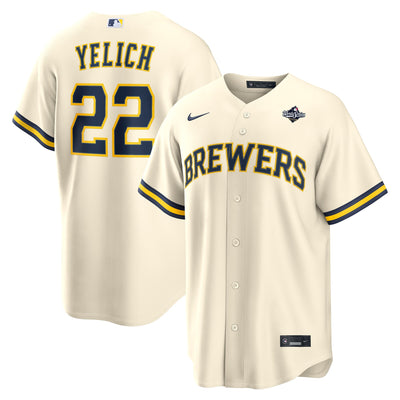 Milwaukee Brewers Christian Yelich Nike Cream 2026 World Series Home Replica Jersey