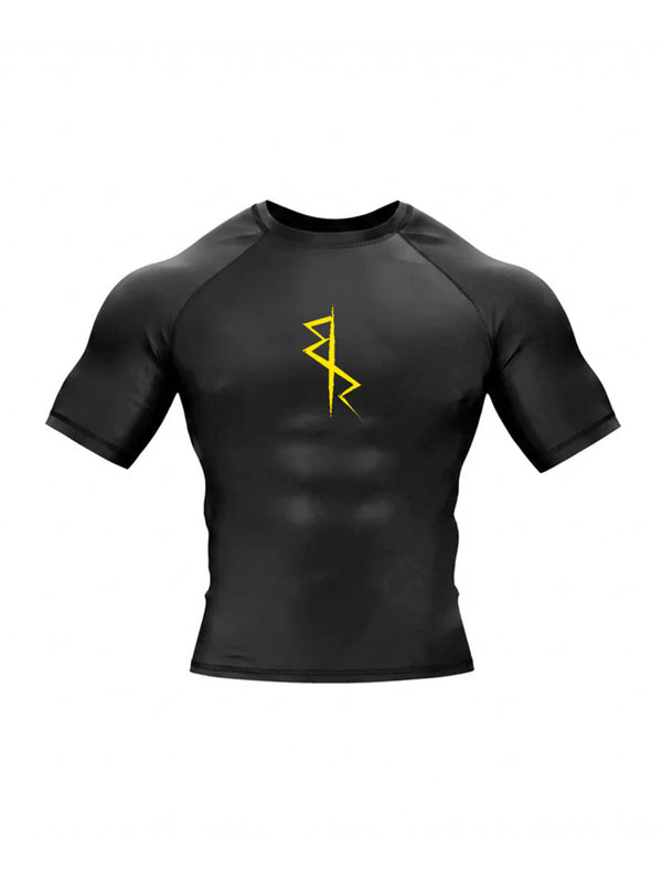 Black shorts with Mechanical Spine Neural Overclock Compression Short Sleeve graphic – photo 2