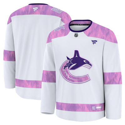 Vancouver Canucks Fanatics White 2024 Hockey Fights Cancer Practice Jersey