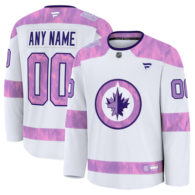 Winnipeg Jets Fanatics White 2024 Hockey Fights Cancer Custom Practice Jersey