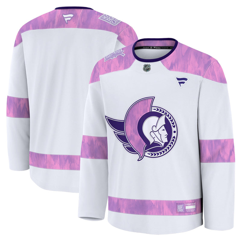 Ottawa Senators Fanatics White 2024 Hockey Fights Cancer Practice Jersey