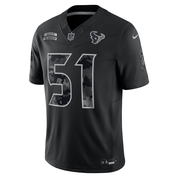 Houston Texans Will Anderson Jr. Nike Black 2026 Salute to Service Printed Limited Jersey