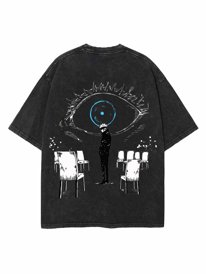 Washed black t-shirt with Toji Fushiguro Jujutsu Kaisen Eyes of Void graphic – photo 1