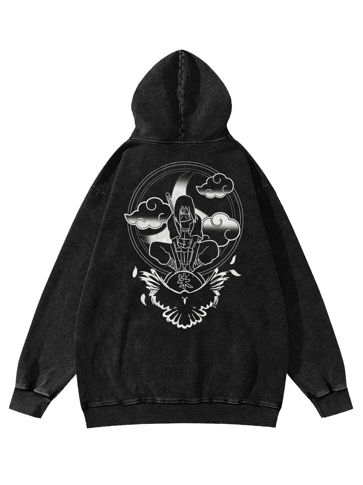 Washed black hoodie with Itachi Uchiha Naruto Vengeance Ninja graphic – photo 1