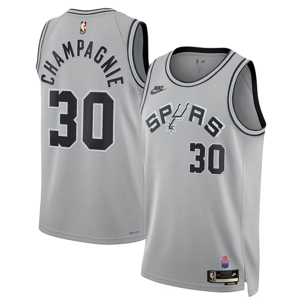 San Antonio Spurs Nike Classic Edition Jersey - Silver - Julian Champagnie -