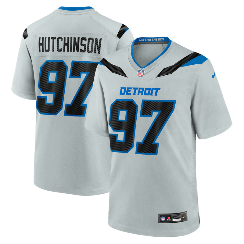 Detroit Lions Aidan Hutchinson Nike Silver 2026 Rivalries Collection Game Jersey