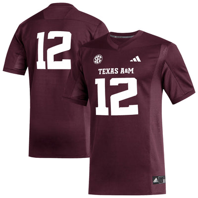 #12 Texas A&M Aggies adidas Replica Football Jersey - Maroon