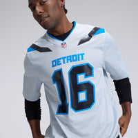 Detroit Lions Jared Goff Nike Silver 2026 Rivalries Collection Game Jersey