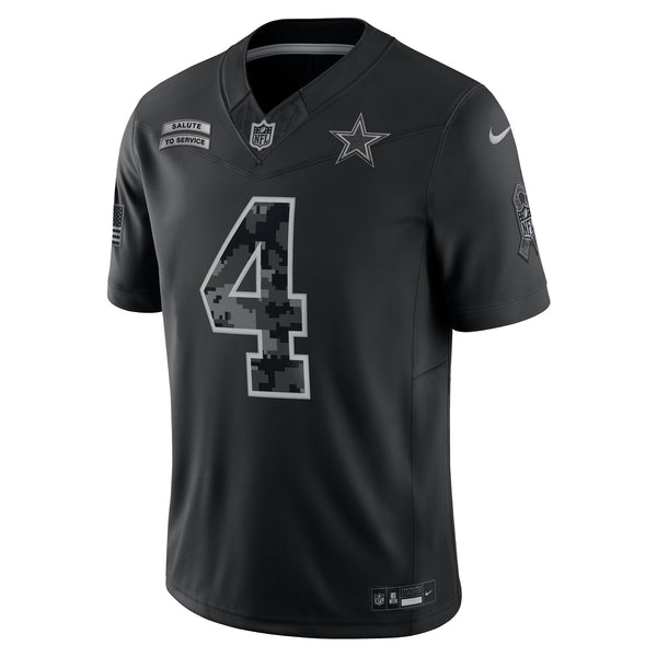 Dallas Cowboys Dak Prescott Nike Black 2026 Salute to Service Printed Limited Jersey