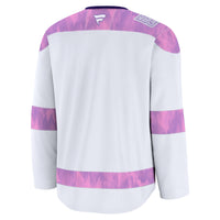 New York Islanders Fanatics White 2024 Hockey Fights Cancer Practice Jersey