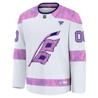 Carolina Hurricanes Fanatics White 2024 Hockey Fights Cancer Custom Practice Jersey