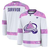 Colorado Avalanche Fanatics White Hockey Fights Cancer Survivor Practice Jersey