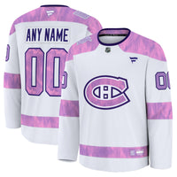 Montreal Canadiens Fanatics White 2024 Hockey Fights Cancer Custom Practice Jersey