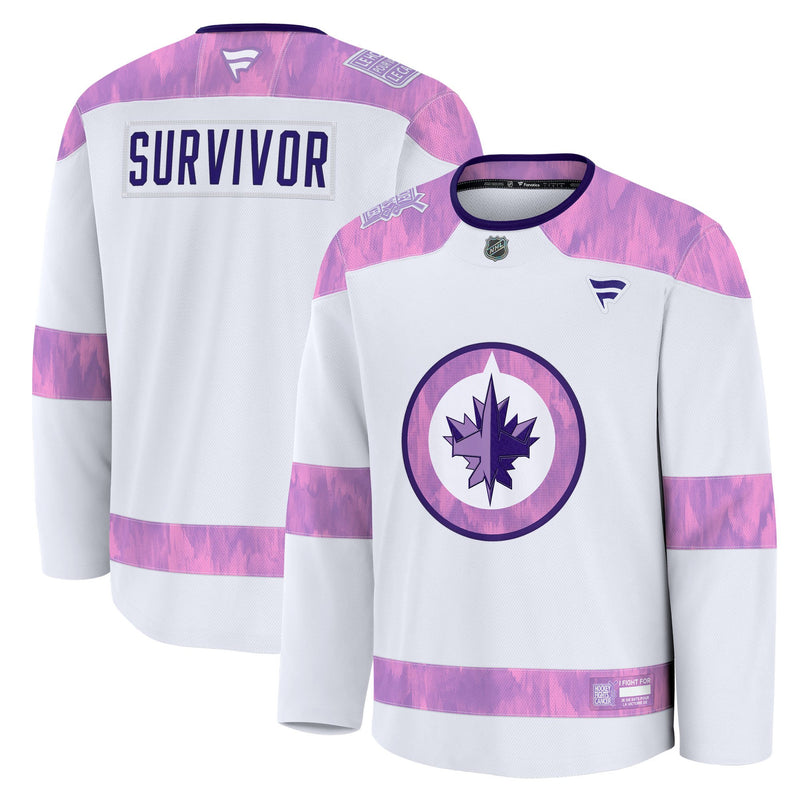 Winnipeg Jets Fanatics White Hockey Fights Cancer Survivor Practice Jersey