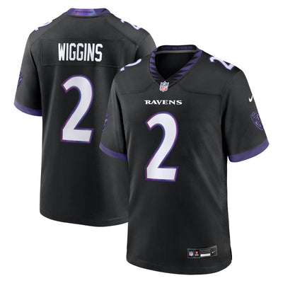 Baltimore Ravens Nate Wiggins Nike Black Alternate Game Jersey