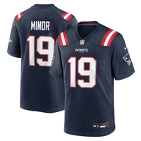 New England Patriots Kobee Minor Nike Navy Team Game Jersey